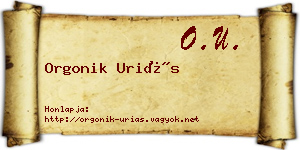 Orgonik Uriás névjegykártya